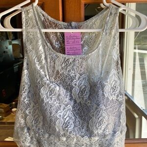 Silver Small Knee Length Dress w/Lace